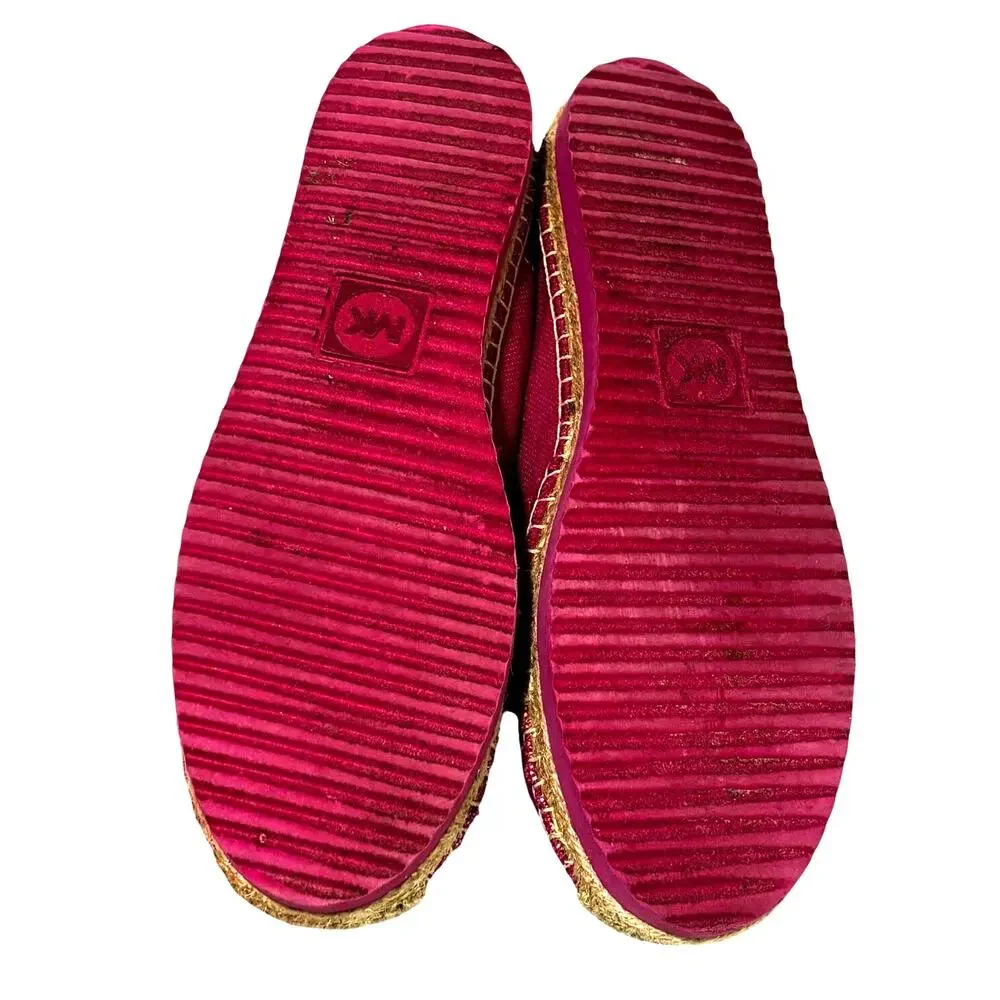 Michael Kors pink canvas espadrilles casual shoes flats US size 9M spell outs